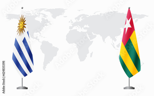 Uruguay and Togo flags for official meeting