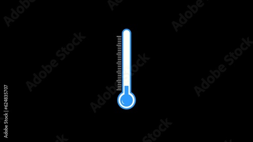 Blue thermometer cooling animation, alpha channel photo
