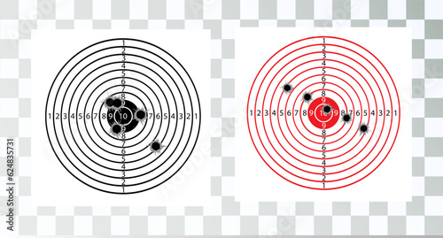 Target with numbers for shooting at a shooting range.round target with a marked bulls-eye for shooting practice on the shooting range. Vector