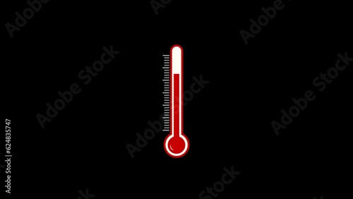 Red thermometer high temperature rise animation, alpha channel photo