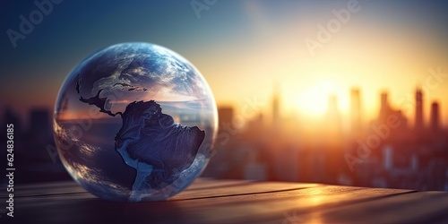 Global Communication Concept with Blurred Earth Planet in Background and Copyspace © Thares2020