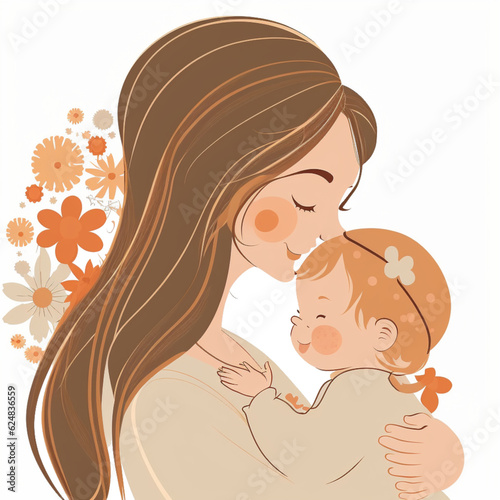mom and baby cute transparent background 