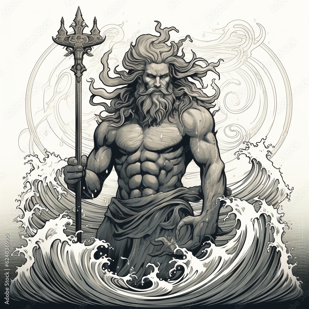 Neptune The planet in astrology. The king of the sea. The planet in astrology - obrazy, fototapety, plakaty 