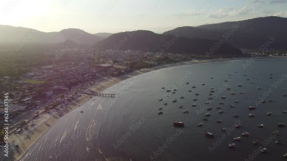 Beautiful fishermen's beach on the coast of Brazil, city Guaruja Beautiful fishermen's beach on the coast of Brazil, city Guaruja