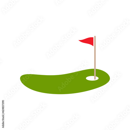 Golf Flag Logo Template. Vector Illustration Icon Design
