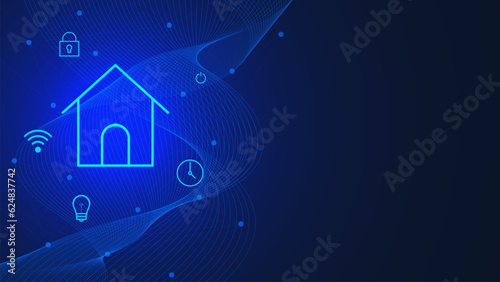 Futuristic smart home technology concept. Modern digital technology background design.