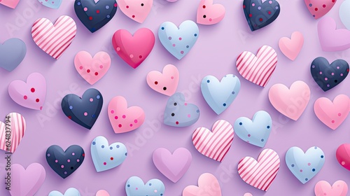 Striped Multicolored Heart Background   Pink Polka Dot Heart Background  Generative AI.