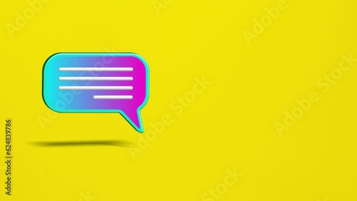 3D chat bubble animated video with multicolor gradient with copy space for text