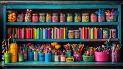 Chalckboard with stationery of school