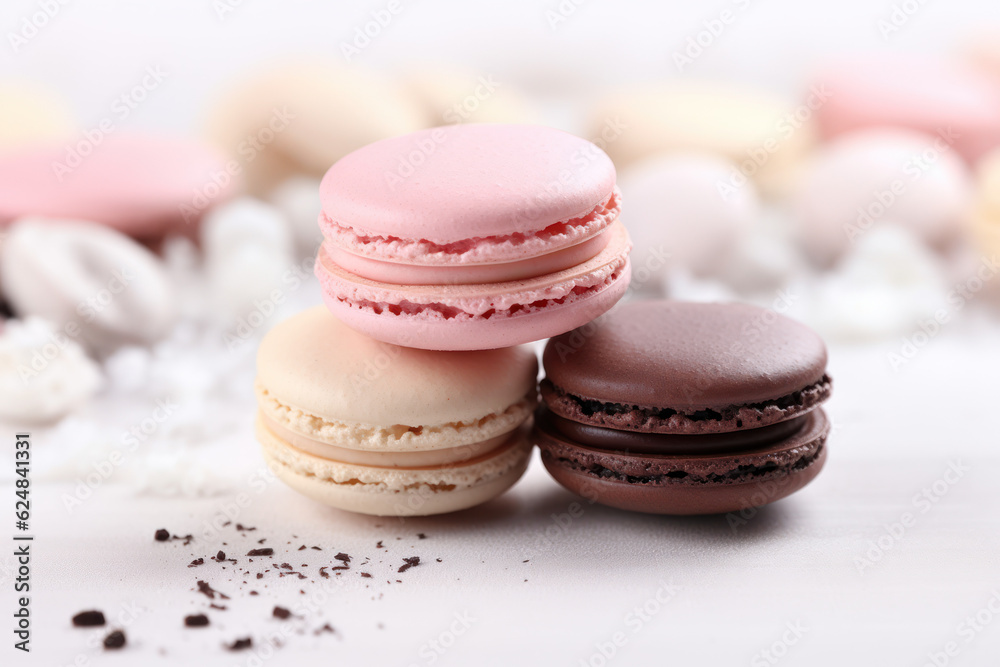 Fototapeta premium macarons empilés fraise vanille chocolat