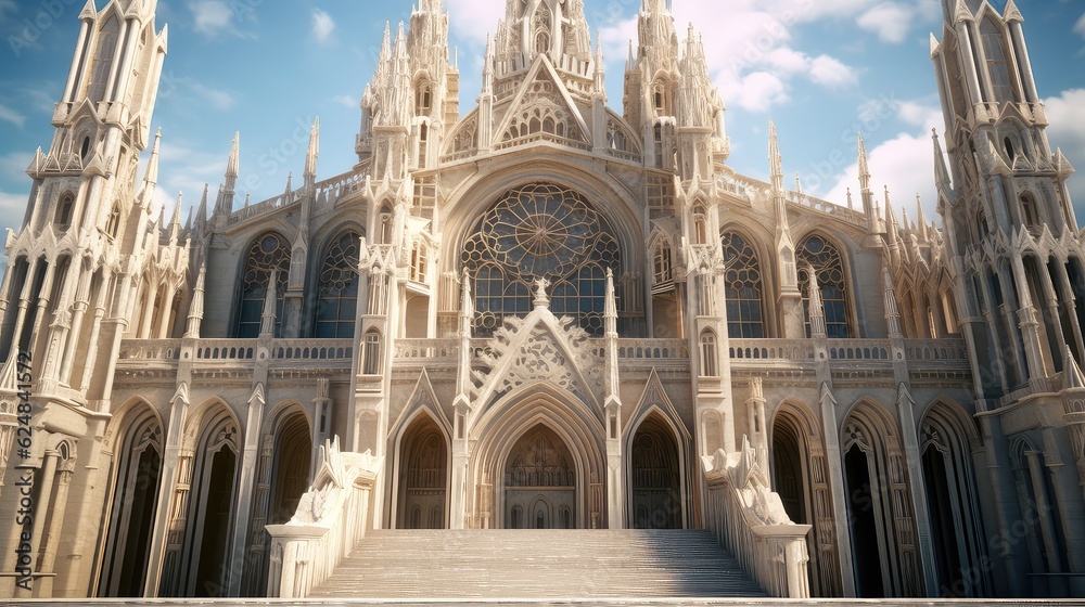 A stunning cathedral photo realistic illustration - Generative AI.