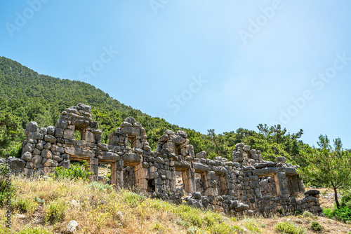 The scenic view of Arycanda or Arykanda was a rich but remote city built upon five large terraces high on a mountain slope, today located near the village of Aykiriçay on the Elmalı-Finike road.