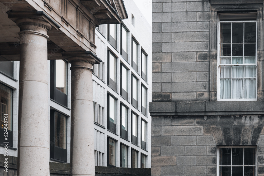 Old and new facades from different architectural styles Old and new facades from different architectural styles