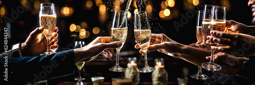 фотография Celebration toast with champagne.New Year's cards. AI generative.
