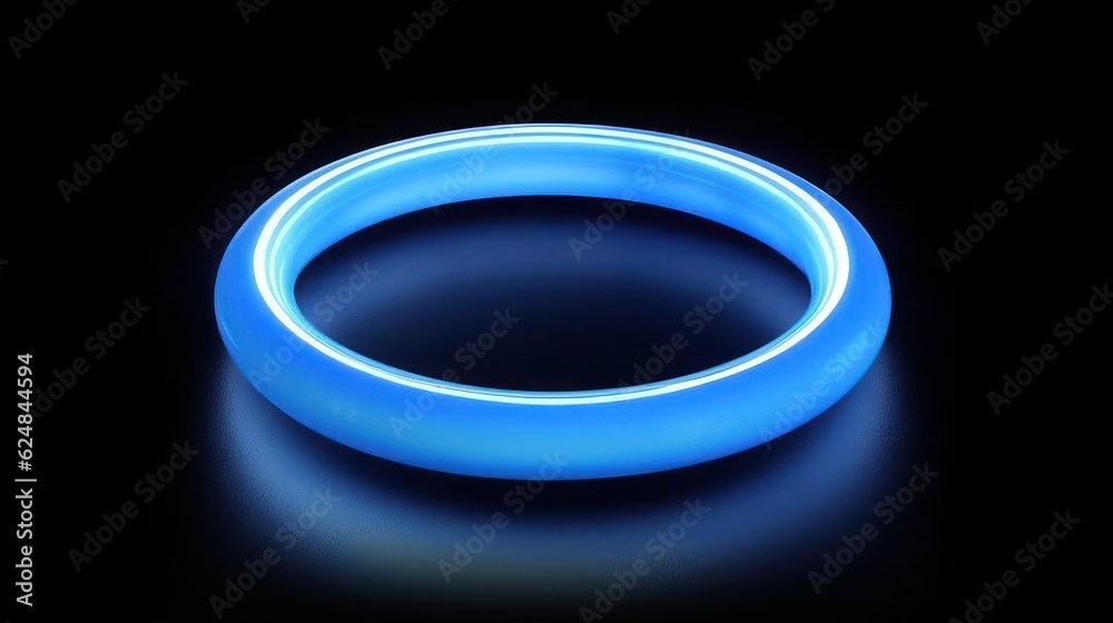 Blue neon ring on a black background. 3D rendering. Neon light effect. Ai generative Blue neon ring on a black background. 3D rendering. Neon light effect. Ai generative