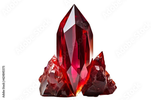 red mineral stone isolated on white background