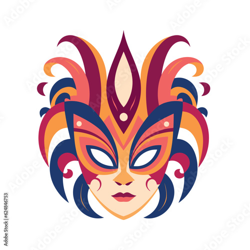 Venice carnival mask isolated on white background. Venetian carnival mask in flat style. Vector stock