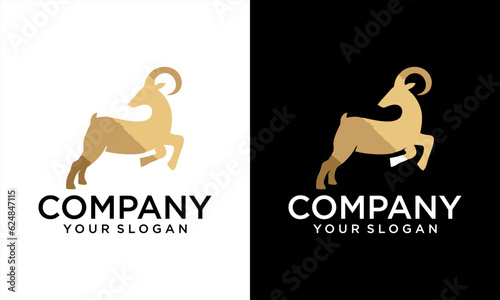 goat logo design vector silhouette illustration on white background