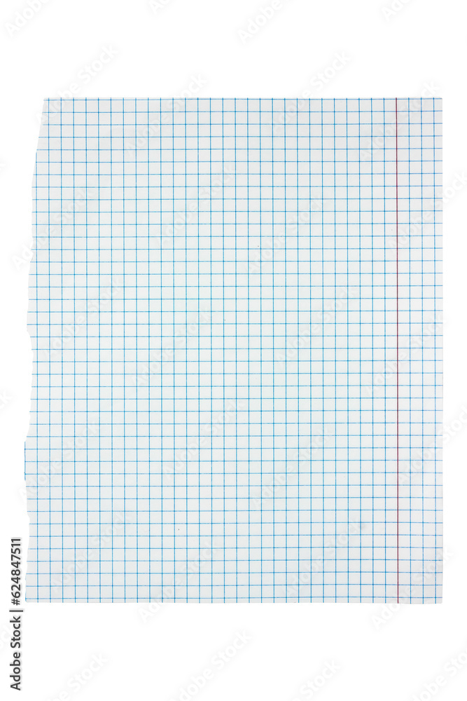 Checkered paper isolated on white background. Checkered paper isolated on white background.