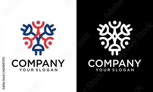 Creative electrical socket cable design logo icon vector illustration