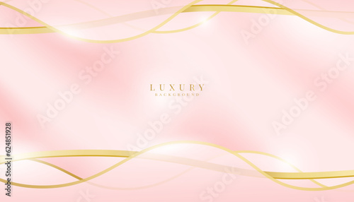 Luxury background, abstract curves, pink and gold colors for business banner, modern jewelry ad.