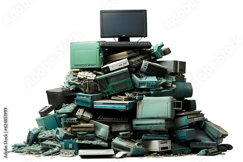 Heap of E-Waste on Transparent Background. AI