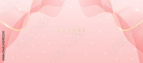 Luxury background, abstract curves, pink and gold colors for business banner, modern jewelry ad.