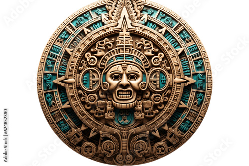 Mayan Calendar Showcasing Intricate Symbol on Transparent Background. AI photo