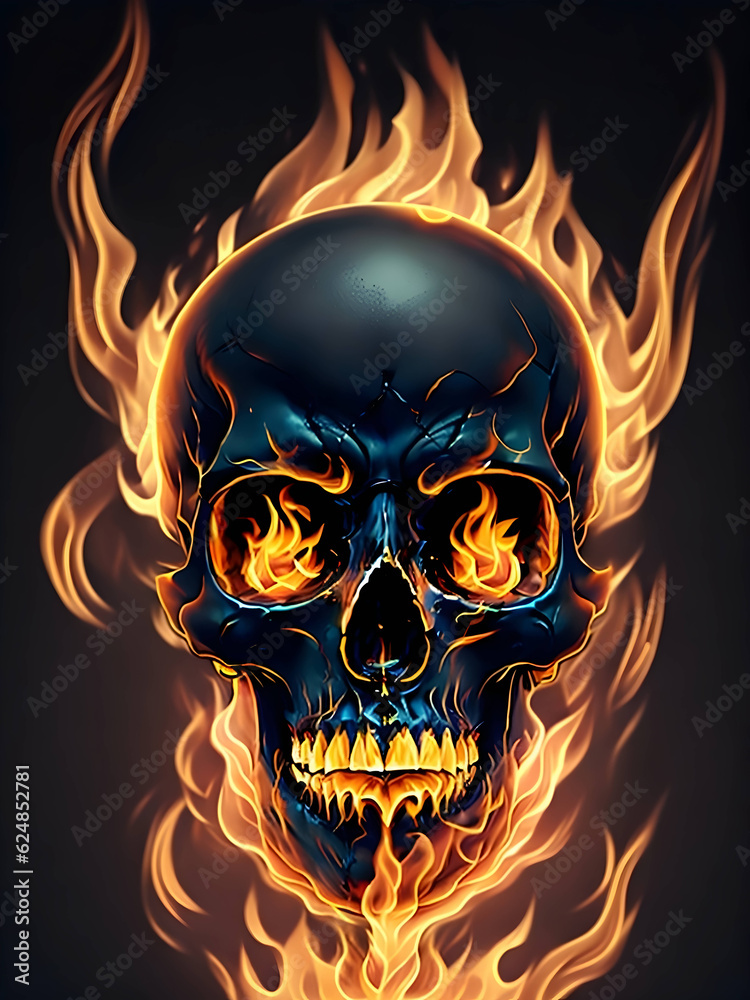 skull on fire. ai generated skull on fire. ai generated