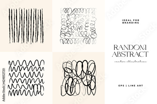 Hand drawn scribbles vector set. Doodle, ink brush shapes, random chaotic lines. Charcoal pencil curly lines and squiggles, wide strokes. Black pencil sketches, drawings.