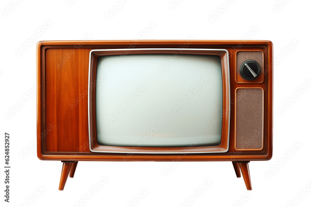 Vintage Television on Transparent Background. AI