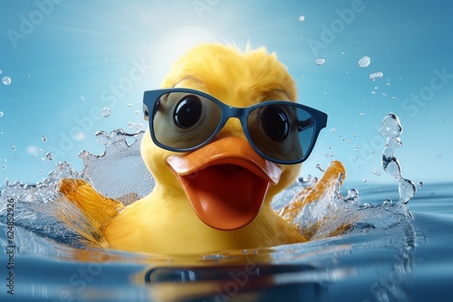 Photo rubber duck on water