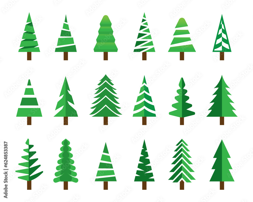 Christmas pine tree set, collection, symbols, simple and minimalist, vector elements Christmas pine tree set, collection, symbols, simple and minimalist, vector elements