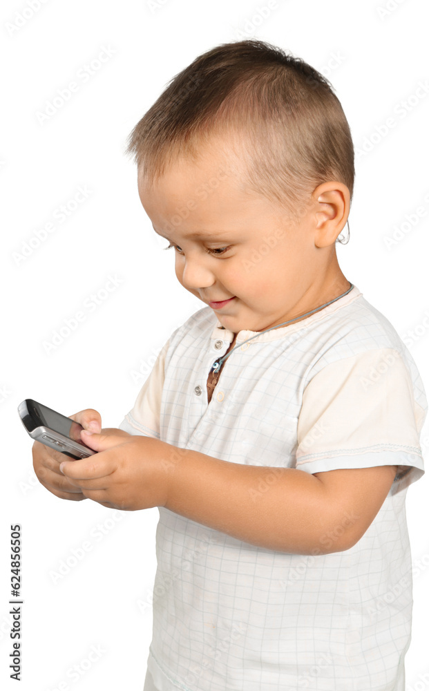 Toddler texting on a smart phone Toddler texting on a smart phone