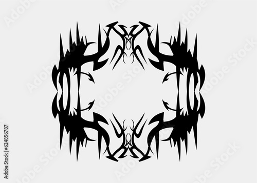 Symmetrical tribal motif of sharp thorns