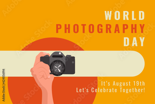 Banner for world photography day, vector illustration