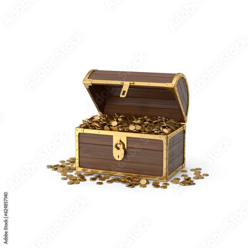 Wooden Chest With Gold Coins