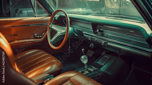 Cars interior being cleaned photo realistic illustration - Generative AI. © Mariia