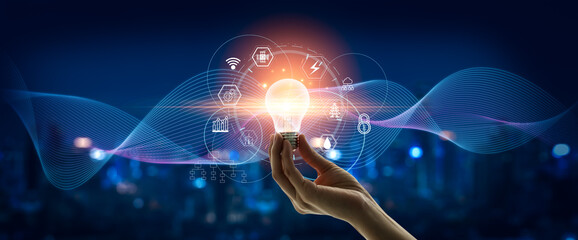 Concept of Strategy business ideas for Innovation planning and planning idea competition,business growth,strategy,economic growth,Advertising,Promotion,futuristic graphic icon and light bulb.