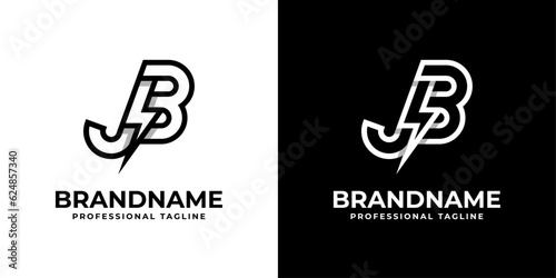 Letter JB Thunderbolt Logo, suitable for any business with JB or BJ initials.
