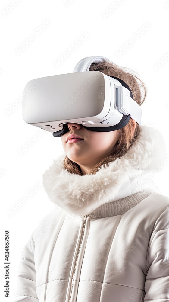 female child using virtual reality headset female child using virtual reality headset