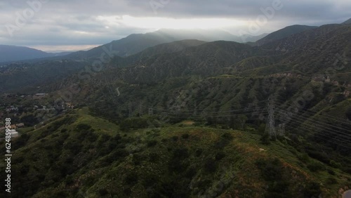 Aerial View of Millard Canyon and San Gabriel Mountains, Altadena, Los Angeles County, California 