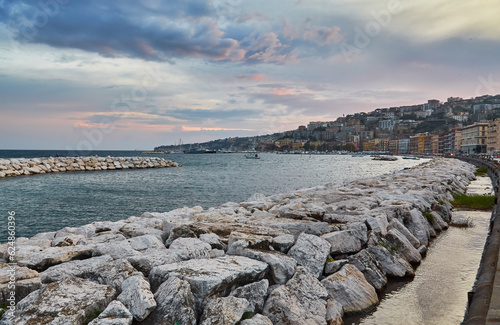 View of the eastern part of Naples city and the Gulf of Naples. photo