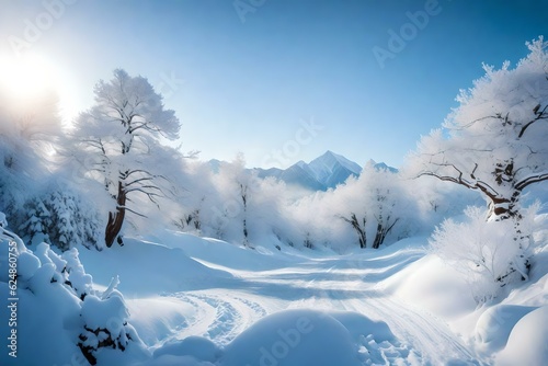 snow covered trees generated by AI tool