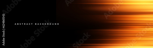 Fotografija Black and orange modern abstract background with yellow glowing movement and high-speed light effect