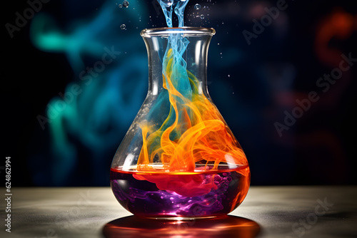 A colorful chemical reaction in a beake