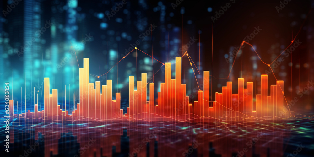 Chart of business data graph diagram and growth financial graphic report information on futuristic finance Chart of business data graph diagram and growth financial graphic report information on futuristic finance