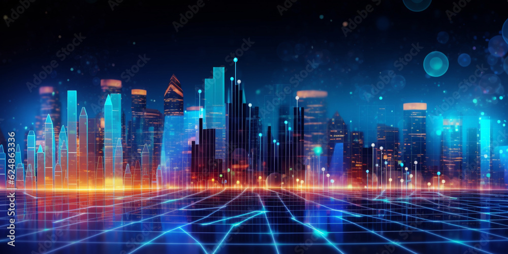 Chart of business data graph diagram and growth financial graphic report information on futuristic finance Chart of business data graph diagram and growth financial graphic report information on futuristic finance