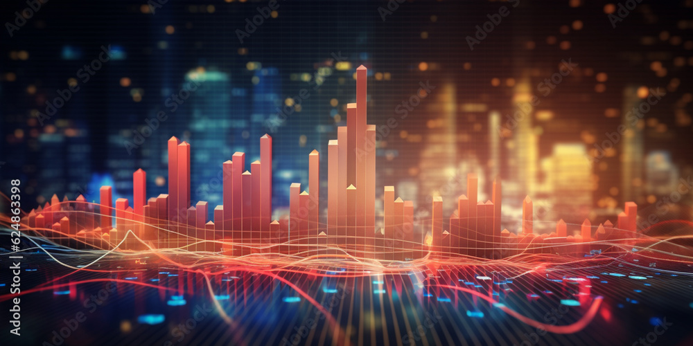 Chart of business data graph diagram and growth financial graphic report information on futuristic finance Chart of business data graph diagram and growth financial graphic report information on futuristic finance