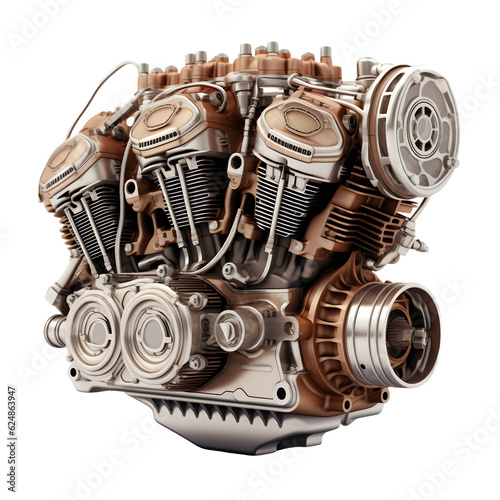 Motorcycle engine isolated on white png transparent background